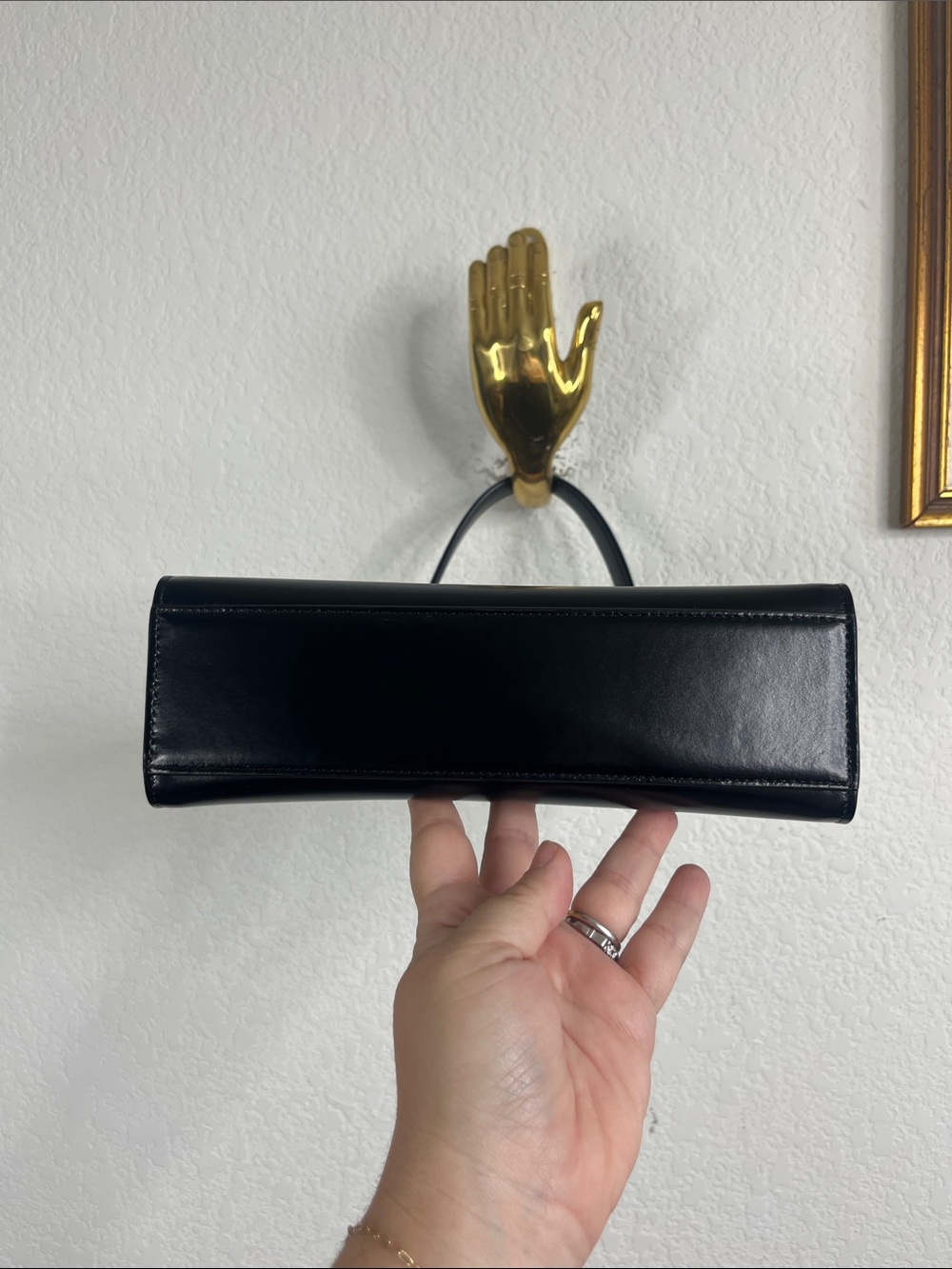 Mansur Gavriel Black Flamma Leather Elegant Bag Gold Tone Hardware w Dustbag - Picture 6 of 13